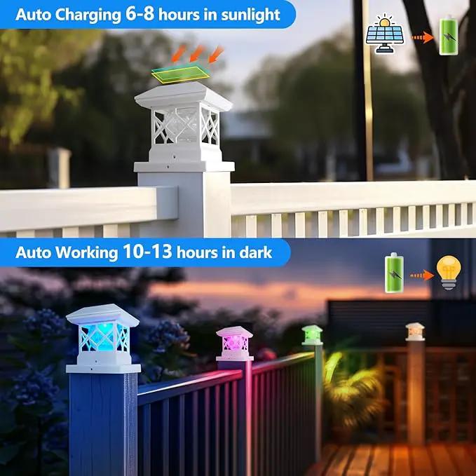 TWINSLUXES Solar Post Cap Light Outdoor, Waterproof LED Fence Post Solar Light, Solar Post Light, 3.5x3.5/4x4/5x5 Post for Patio, Deck Garden Decoration, Wooden or Vinyl Fence Deck Post by GreenHaven Gardens