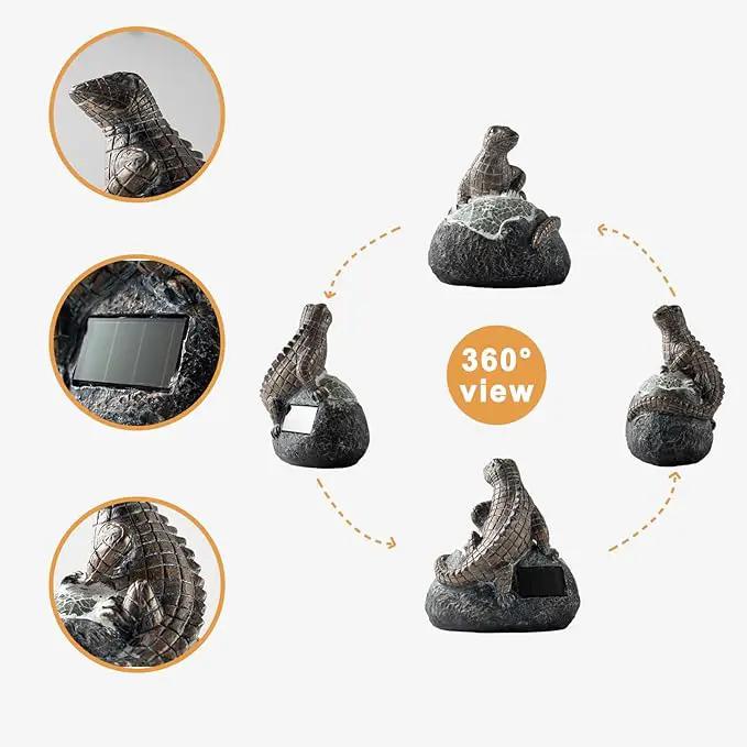 Solar Garden Outdoor Statues Lizard with LED Lights - Lawn Decor Lizard Statue for Patio, Balcony, Yard Ornament - Unique Housewarming Gifts by GreenHaven Gardens