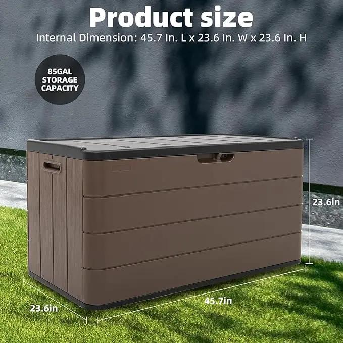 100 Gallon Plus Resin Deck Box, Waterproof Outdoor Storage Bin for Patio Furniture, Pool Accessories, and Garden Tools, Lockable & UV-Resistant, Brown by GreenHaven Gardens