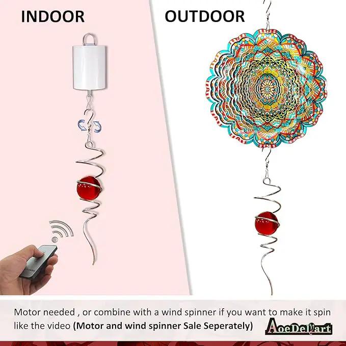 Gazing Ball Spiral Decorative Wind Spinner Sun Catcher 11inch Tail and 2 inch Glass Orb. Indoor Outdoor Garden Decoration Wind Sculptures Wind Spinner Tail-13 inch Height (red) by GreenHaven Gardens