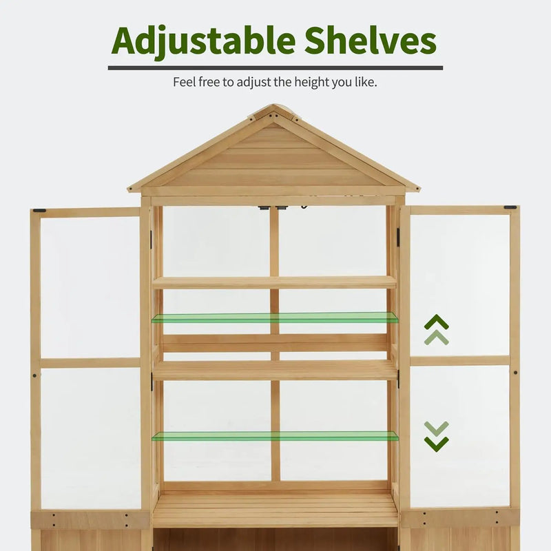 Macrout 3-Tier Solid Wood Cold Frame Greenhouse Cabinet Adjustable Shelves, Dual-Use Insulated Shed for Outdoor Garden & Indoor Balcony Planting, 0847 by GreenHaven Gardens