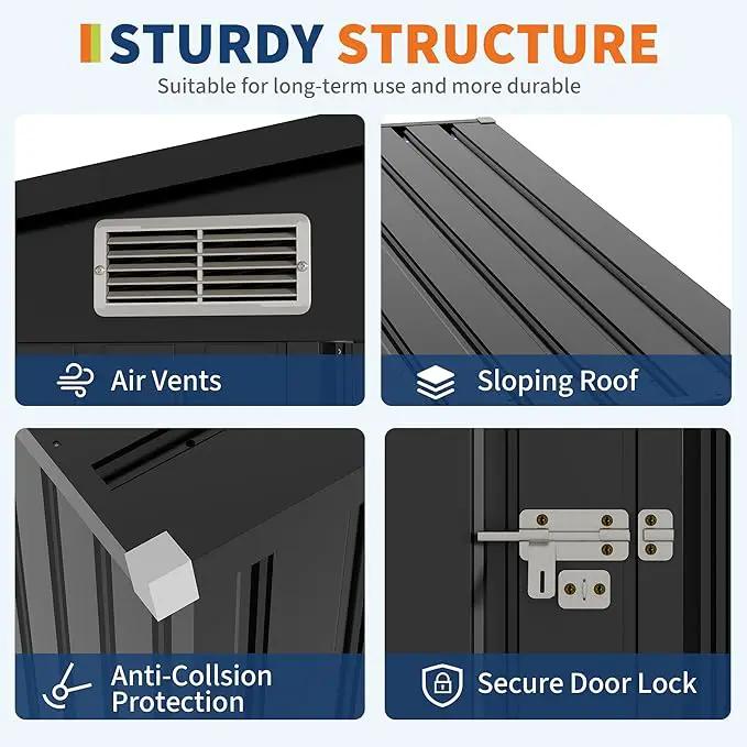 4x8 FT Metal Outdoor Lean to Storage Shed, Lean to Garden Shed Utility Tool Shed, Heavy-Duty Outdoor Metal Wall Side Storage Sheds by GreenHaven Gardens