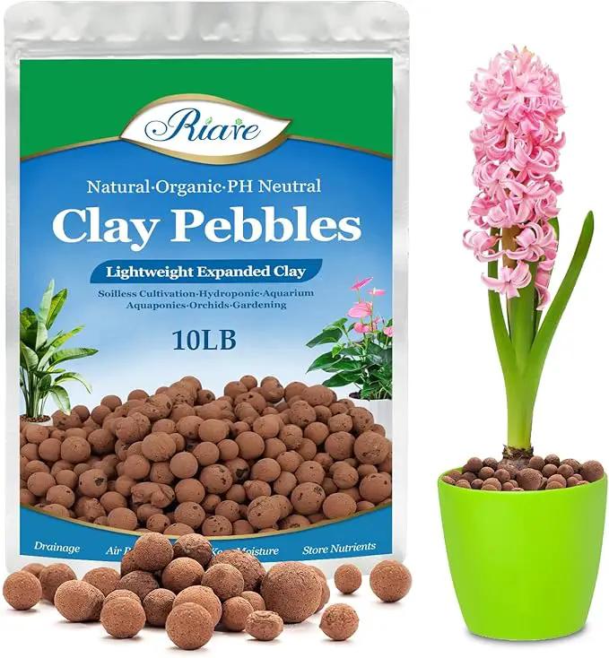 Riare 10 LBS Organic Expanded Clay Pebbles for Plants- 4mm-16mm Natural Leca Balls Lightweight Hydroponic Clay Pebbles Aggregate for Indoor Plants, Hydroponic Growing, Plants Drainage, Aquaponics by GreenHaven Gardens