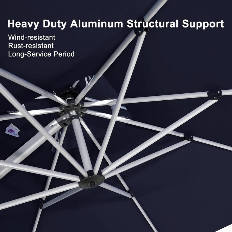 PURPLE LEAF 11 Feet Patio Umbrella Outdoor Round Umbrella Large Cantilever Umbrella Windproof Offset Heavy Duty Sun for Garden Deck Pool Patio, Navy Blue by GreenHaven Gardens