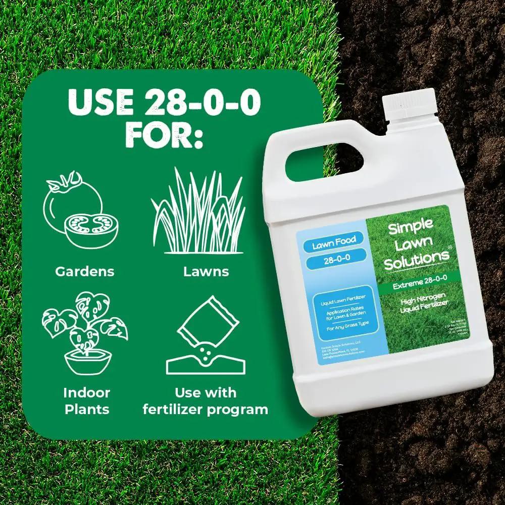 Maximum Green & Growth- High Nitrogen 28-0-0 NPK- Lawn Food Quality Liquid Fertilizer- Spring & Summer- Any Grass Type- Simple Lawn Solutions - Concentrated Quick & Slow Release Blend (1 Quart) by GreenHaven Gardens