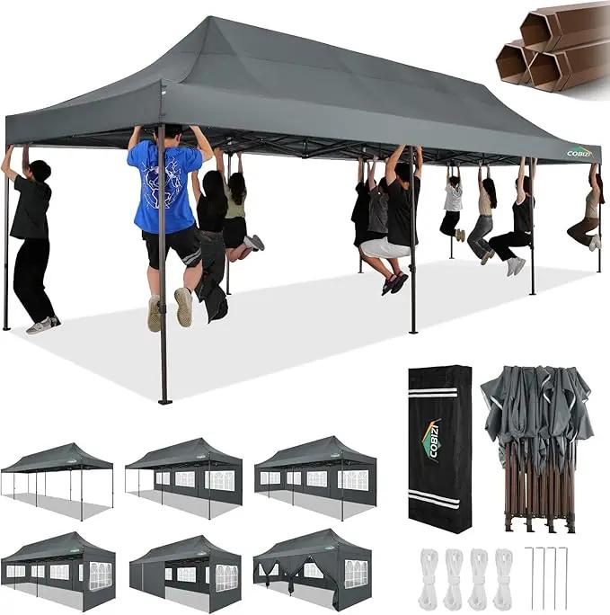 COBIZI 10x30 Pop Up Canopy Tent Heavy Duty with 8 Removable Sidewalls, Commercial Portable Tents for Parties Ez Up Canopy All-Weather Windproof & Waterproof and UPF 80+ Wedding Tent Sun Shelter by GreenHaven Gardens