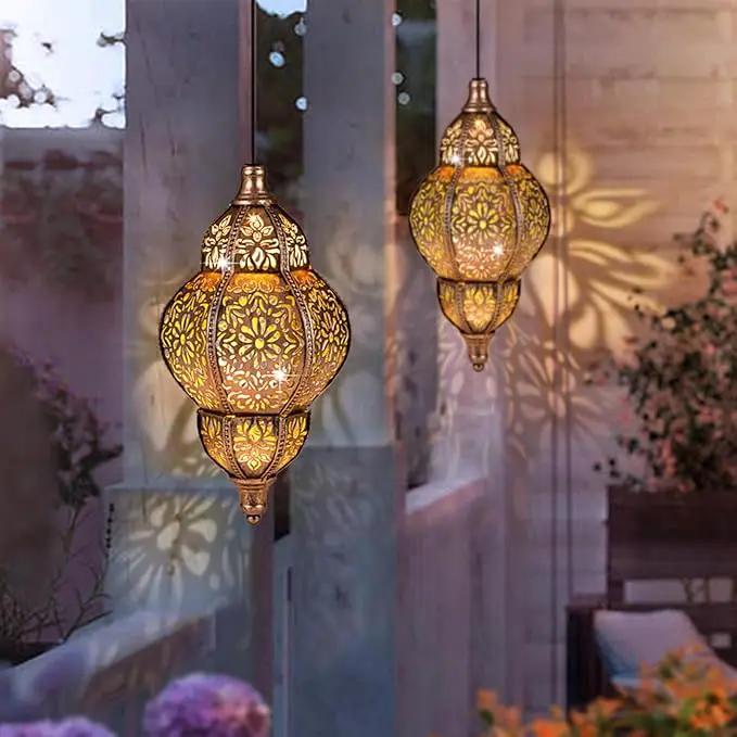 Solar Lanterns Outdoor Waterproof, Hanging Solar Lantern Garden Decor, Metal Moroccan Decorative Solar Garden Lights for Yard, Patio, Lawn, Porch, Unique Housewarming Gifts, Copper by GreenHaven Gardens