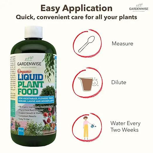 Organic Liquid Plant Food for Indoor Houseplants – All Purpose Fertilizer for Potted Plants, Vegetables, Succulents, Orchids, Roses – Miracle Growth with Mycorrhizae (32 oz) by GreenHaven Gardens