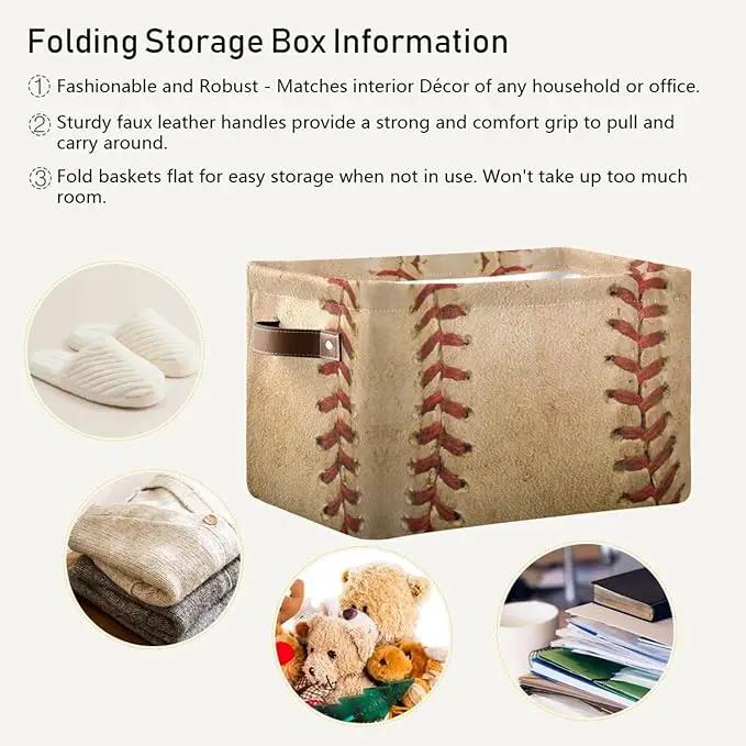 Baseball Rectangular Storage Basket Organizer Bin Shelf Baskets For Home Office Dorm by GreenHaven Gardens