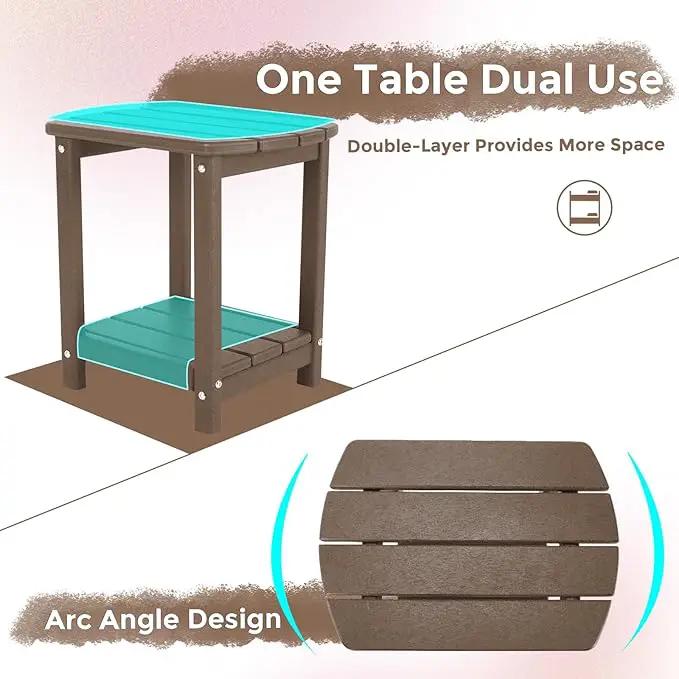 Adirondack Square Outdoor Side Table,2-Tier Storage Patio Side Table, HDPE End Tables for Backyard Pool Porch Garden Lawna Cafe by GreenHaven Gardens
