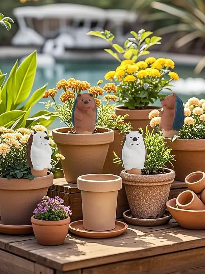 Kalolary 4Pcs Plant Watering Globes, Hedgehog Shape Self Watering Spikes Terracotta Drip Water Stakes Irrigation Watering Bulbs for Pot, Indoor, Outdoor, Vacation by GreenHaven Gardens