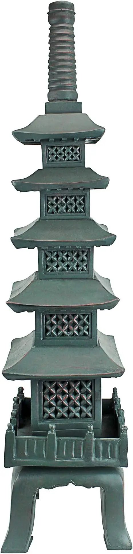 Design Toscano Nara Temple Pagoda Asian Decor Garden Statue, Large 28 Inch Tall, Cast Stone Resin, Verdigris Green Bronze Finish by GreenHaven Gardens