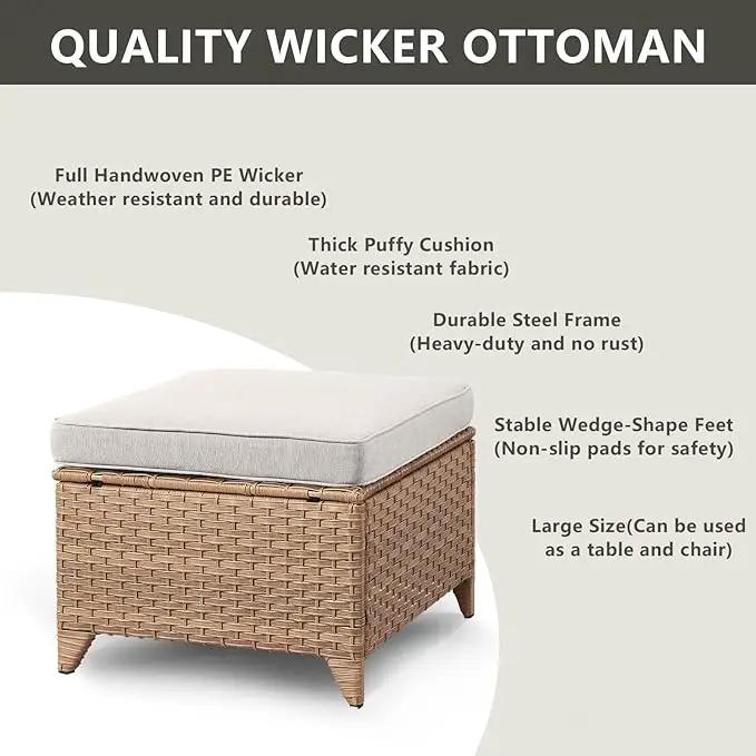 Outdoor Wicker Patio Furniture Set - 5 Piece Rattan Patio Conversation Set with 2 Rocking Swivel Chairs,2 Ottomans and 1 Sofa for Porch Deck Backyard Garden(Yellow/Beige) by GreenHaven Gardens