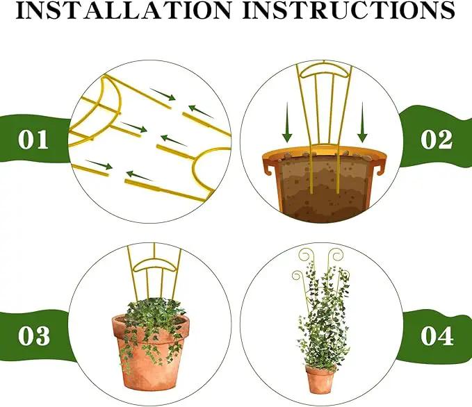 ZOUTOG Trellis for Climbing Plants Indoor 30 Inch, Houseplant Trellis for Potted Plants Metal 4Pcs for Vine Ivy Flower Support,Moon Shape,Golden by GreenHaven Gardens