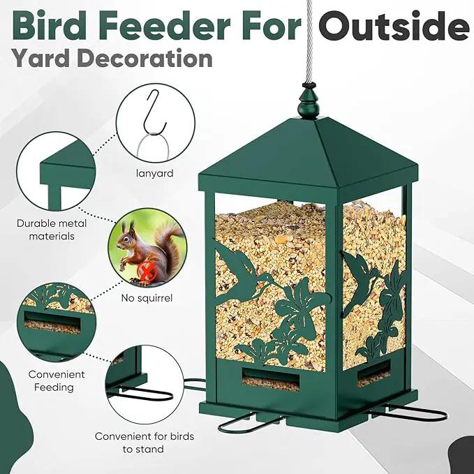 Squirrel Proof Bird Feeders for Outdoors, 6LBS Extra Large Capacity Hanging Metal Bird Feeder with Weight-Activated Perches, Wild Bird Feeders for Outside Finch, Cardinal, Blue Jay by GreenHaven Gardens