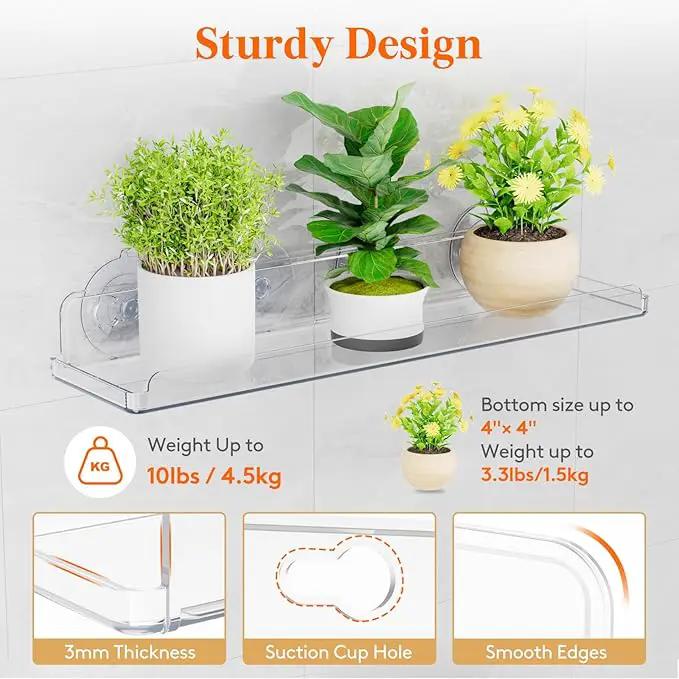 Lifewit Window Plant Floating Shelves 15 inch, 2 Pack Acrylic Suction Cup Shelf, Window Sill Extender for Indoor Succulent Plants, Micro Greens, Seed Starter Pots, Herb Planters by GreenHaven Gardens