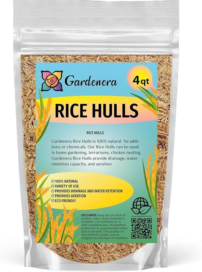 Boost Your Garden's Sustainability with Gardenera Horticultural Grade Rice Hulls - Enhance Soil Structure and Microbial Activity - 4 QUARTS by GreenHaven Gardens