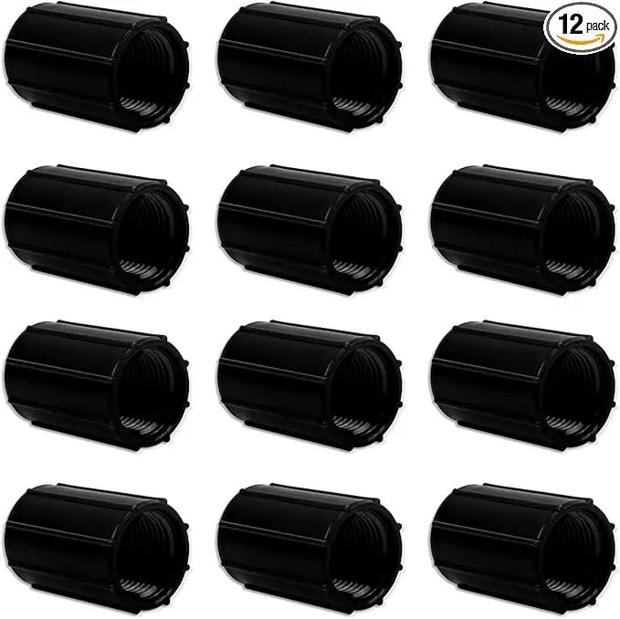 12 Pcs 1/2 Inch Female Threaded PVC Fitting Black PVC Female Adapter Pipe Fittings Drip Irrigation System for Irrigation Pipes Riser Extension (Black) by GreenHaven Gardens