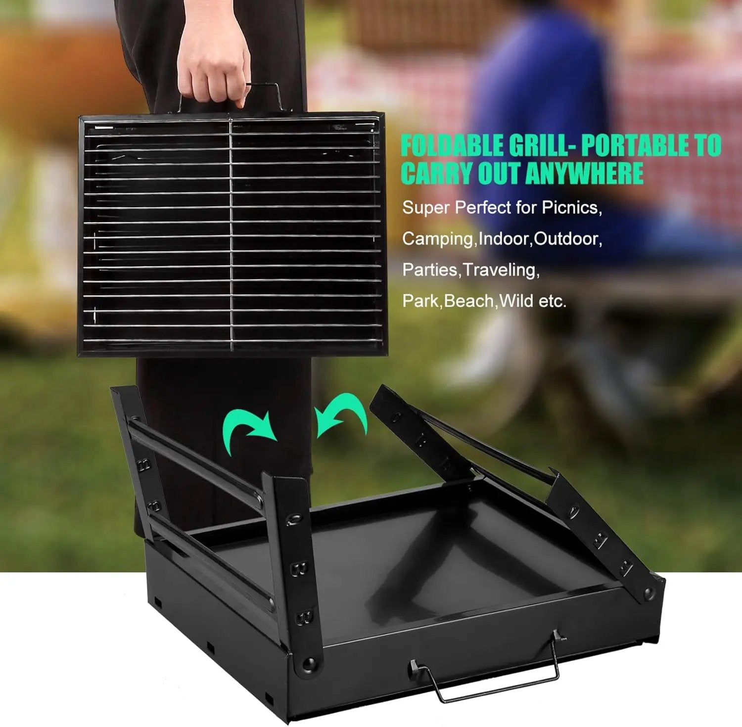 Charcoal Grill, Portable Folding Barbecue Grill BBQ Grill Desk Tabletop Outdoor Stainless Steel Camping Grill for Picnic Garden Terrace Camping Travel(Medium) by GreenHaven Gardens