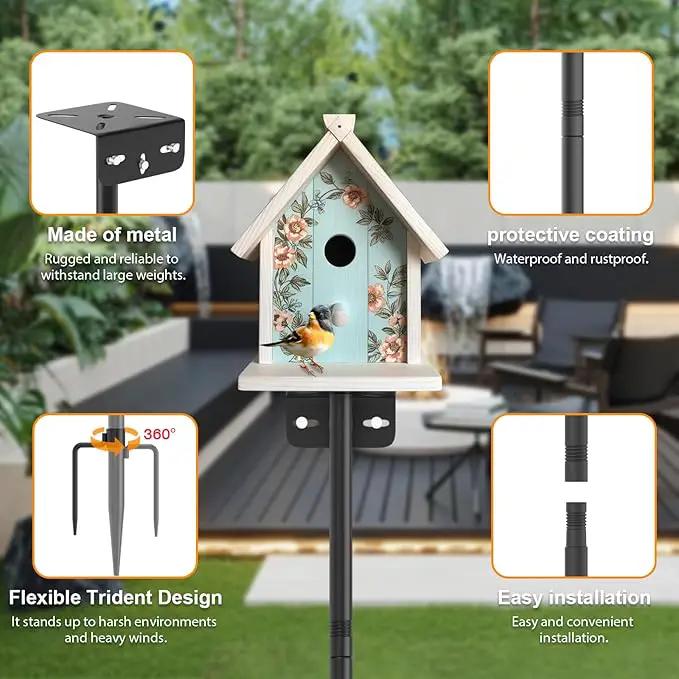 2 Pack 80 Inch Adjustable Bird Feeder Pole,Bird House Pole Suitable for Feeders & Birdhouse,Weather Station,Heavy-Duty Rustproof Design,Enhance Outdoor Decor & Birdwatching Experience by GreenHaven Gardens