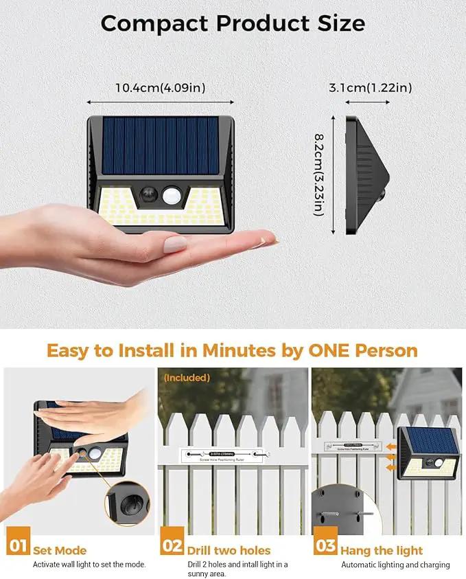 12 Pack Solar Fence Lights, Motion Sensor Deck & Wall Lights - Warm White LED, Wireless, Waterproof, Outdoor for Yard, Steps & Garden - Black by GreenHaven Gardens
