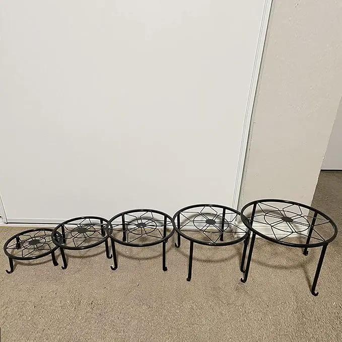 5 Pack Metal Plant Stands,Heavy Duty Potted Holder for Flower Pot,Indoor Outdoor Metal Rustproof Iron Garden Container Round Supports Rack for Planter… by GreenHaven Gardens