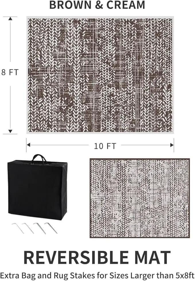 MontVoo Outdoor Rug 8x10 Waterproof-Patio Rug Mat Outdoor Carpet Reversible RV Camping Picnic Plastic Straw Rug Outside Outdoor Area Rug for Balcony Deck Backyard Patio Decor Boho Modern Brown by GreenHaven Gardens