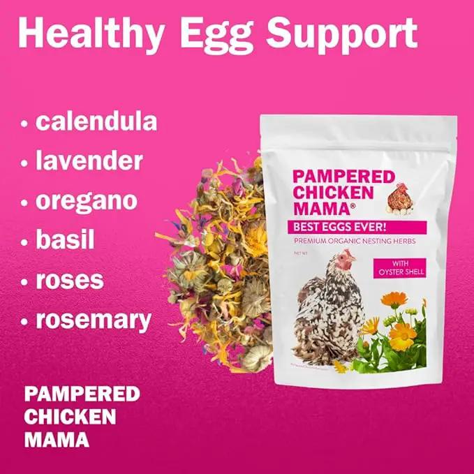 Pampered Chicken Mama Best Eggs Ever! Nesting Herbs for Chickens (1.25 Pounds) Calcium Supplement for Chickens | Chicken Feed Supplies, Hen Treats for Coops by GreenHaven Gardens