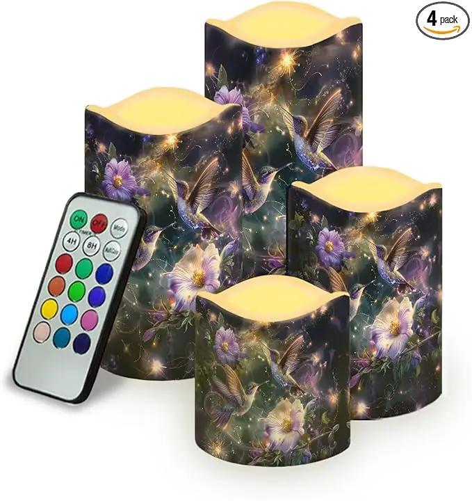 Ystardream LED Candle Set of 4 with Remote Control, Multicolor, Modern, Battery Operated, Tabletop, Indoor, 4/8H Timer, 12 Colors, 5.7 Inches Tall by GreenHaven Gardens