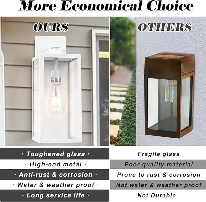 16-inch Large Outdoor Wall Light Fixture, White Exterior Wall Lantern Waterproof, Farmhouse Porch Sconce Lighting with Glass, Modern Outside Lights for House, Garage, Patio Lamp, 2 Packs by GreenHaven Gardens