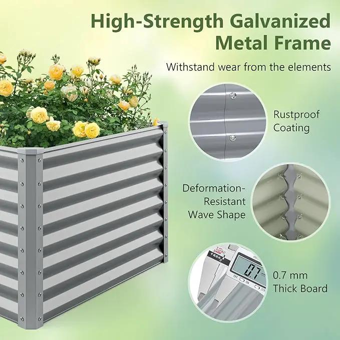 Giantex 6x3x2ft Raised Garden Bed, Large Metal Elevated Rectangular Planter Bed, 271 Gallon Capacity, Outdoor Planting Garden Box for Vegetable Flower Herb Grow (Grey) by GreenHaven Gardens
