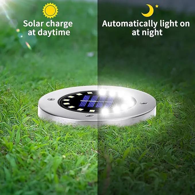 NFESOLAR Solar Lights Outdoor with 16 LEDs, Bright Solar Ground Lights Outdoor Waterproof Solar Pathway Lights for Yard Garden Lawn Walkway Driveway (White 8 Pack) by GreenHaven Gardens