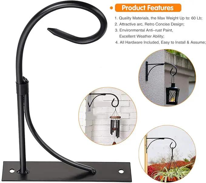 Wall Mount Plant Hanging Bracket, 11 Inches Hanging Plant Hook, Heavy Duty Rustic Decorative Metal Plant Hanger for Hanging Plant Flower Lantern Bird Feeder Wind Chimes (Set of 2) by GreenHaven Gardens
