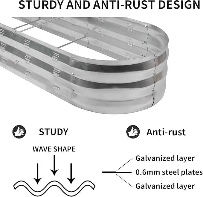 GADI Raised Garden Bed Kit for Vegetables Flower Galvanized Metal Planter Boxs Designed for Easy DIY and Cleaning Not Twist Or Rot (Silver) by GreenHaven Gardens