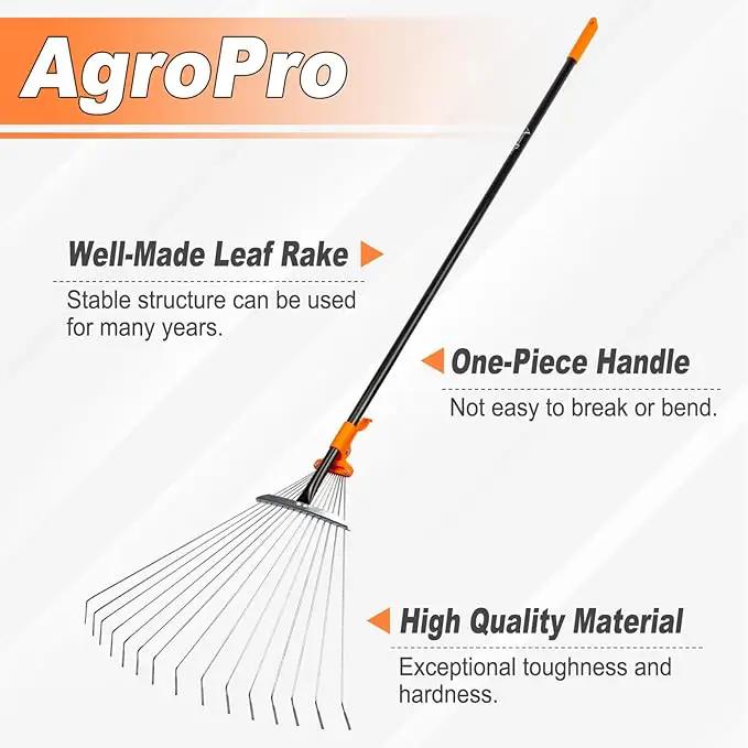 Leaf Rake for Lawns, Adjustable Garden Rake for Leaves with Long Handle, 61 Inches by GreenHaven Gardens