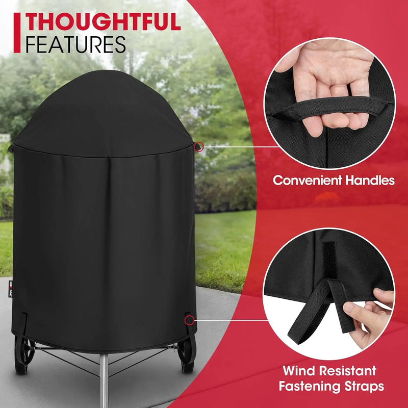 Unicook Round Kettle Grill Cover Compatible with Weber 22 Inch Charcoal Grill, Heavy Duty Waterproof Fade Resistant Small Smoker Cover, All Weather Protection by GreenHaven Gardens