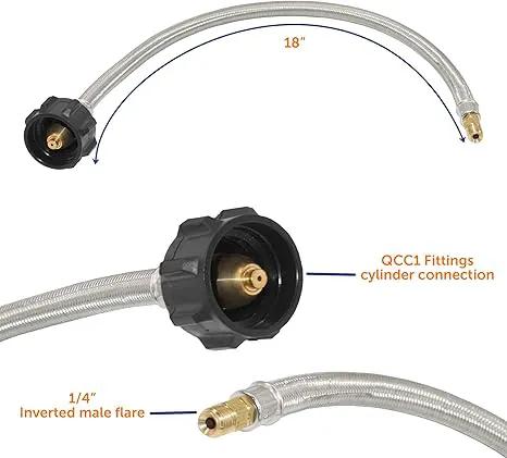 Flame King 2-Stage Auto Changeover LP Propane Gas Regulator with Two 18-inch Steel Braided Pigtail Hoses for RVs, Vans, Trailers by Flame King Products