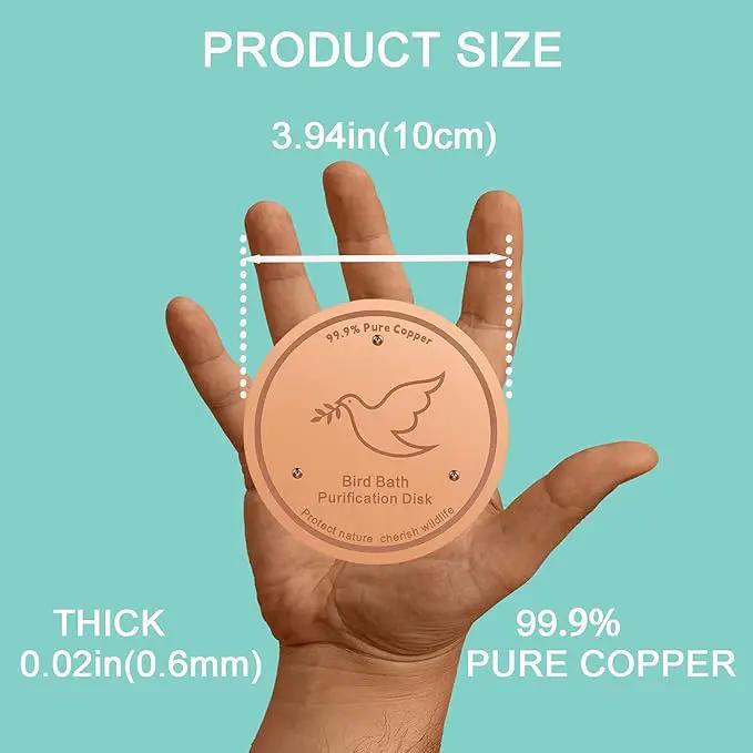 2Pack Bird Bath Copper Purification Disk | 0.6mm Reinforced 99.9% Pure Copper | Universal Fit for Outdoor Birdbaths(Birdbath Copper 2 Pack) by GreenHaven Gardens