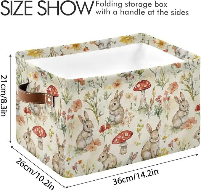 Easter Mushroom Rabbit Rectangular Storage Basket Organizer Bin Shelf Baskets For Clothes Gifts For Home Office Dorm by GreenHaven Gardens