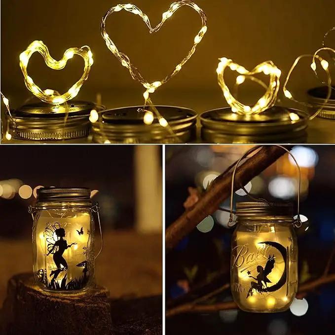 ANGMLN Solar Mason Jar Lights Lids, 10 Pack 30 LED Solar Fairy Lights for Regular Mouth Mason Jars, Outdoor Hanging Mason Jar Lights for Garden Yard Decor, Wedding Christmas Gifts (Jars Not Included) by GreenHaven Gardens