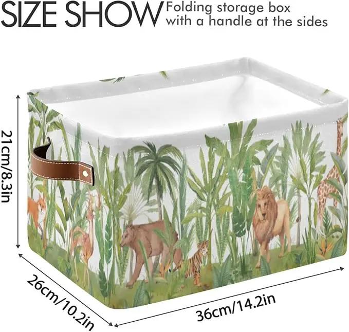 Animal Rectangular Storage Basket Organizer Bin Shelf Baskets For Home Office Dorm Lions Tigers Bears Giraffes Forests by GreenHaven Gardens