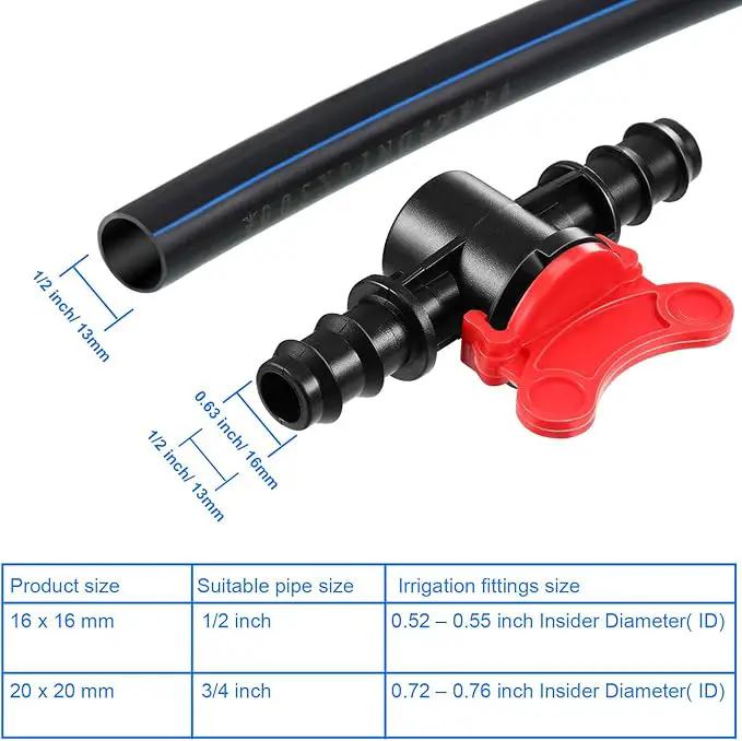 Drip Irrigation Switch Valve Gate Valves for 1/2 Inch Double Male Barbed Valve (4) by GreenHaven Gardens