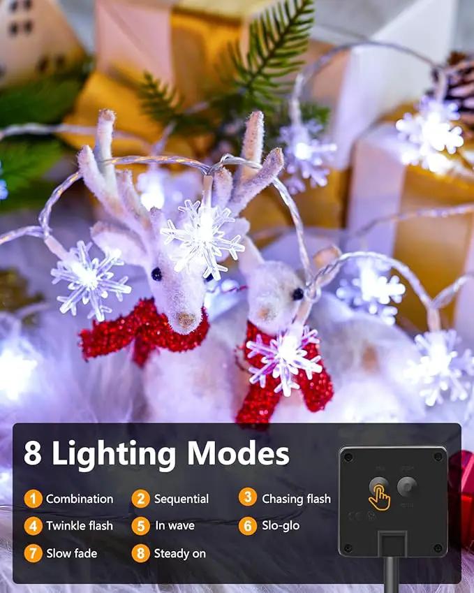 Brightown Solar Christmas Snowflake String Lights, 72FT 200 LED Outdoor Waterproof Fairy Lights with 8 Lighting Modes for Wedding, Party, Tree, Room, Garden, Patio, Yard, Home, Pure White by GreenHaven Gardens