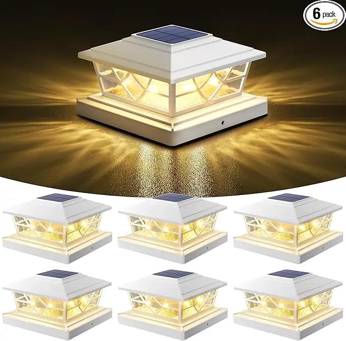 NIORSUN Solar Post Lights Outdoor 6 Pack, 2 Modes LED, Deck Fence Post Solar Lights for 3.5x3.5 4x4 5x5 5.5x5.5 Caps Patio Garden Decoration, White by GreenHaven Gardens