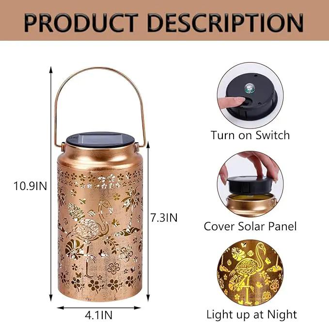 4 Pack Flamingo Solar Lanterns Outdoor Waterproof, Metal Hanging Lights Decorations for Garden Yard Lawn Patio, Flamingo Gifts for Women Mom Grandma Gardener for Mother'Day Christmas by GreenHaven Gardens