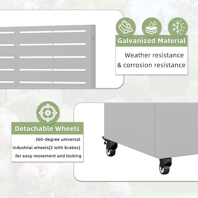 Casaphoria Metal Raised Garden Bed with Trellis and Wheels, 72"x35"x16" Planter Box for Climbing Plants, Vegetables & Vines, Features Drainage Holes and Privacy Screen (Grey-Louvered) by GreenHaven Gardens