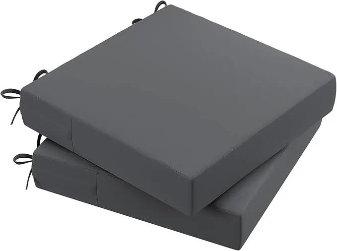 AAAAAcessories Outdoor Seat Cushions for Chairs, Waterproof, Fade-Resistant Patio Furniture Replacement Cushions, 21" x 21" x 4", Set of 2, Dark Gray by GreenHaven Gardens