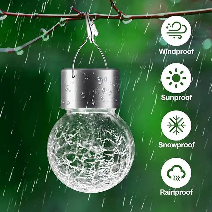 Solar Lights Outdoor Hanging Decorative Globe 24 Pack, Waterproof Solar Lantern with Handle and Clip, Solar Powered Glass Ball Lights for Garden Yard Fence Tree Umbrella Holiday Décor, Cold White by GreenHaven Gardens