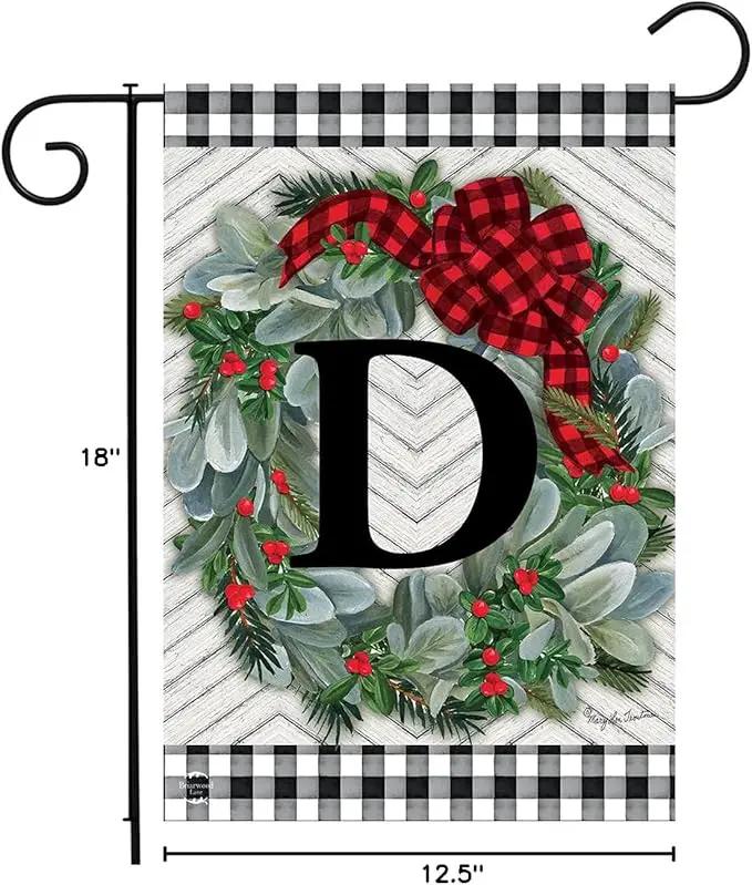 Briarwood Lane Winter Wreath Monogram Letter D Garden Flag by GreenHaven Gardens