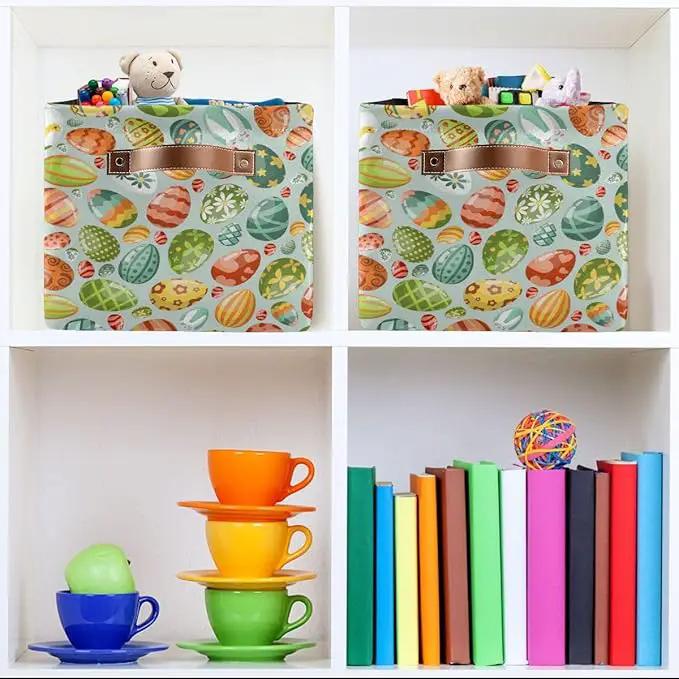 Easter Egg Rectangular Storage Basket Organizer Bin Shelf Baskets For Clothes Gifts For Home Office Dorm by GreenHaven Gardens